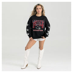 Houston Texans Gameday Couture Women's Pure Victory Rhinestud Star-Sleeve Pullover Sweatshirt | NFL US
