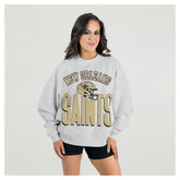 New Orleans Saints Gameday Couture Women's Fierce Focus Premium Oversized Fleece Pullover Sweatshirt | NFL New