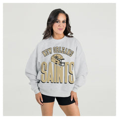 New Orleans Saints Gameday Couture Women's Fierce Focus Premium Oversized Fleece Pullover Sweatshirt | NFL New