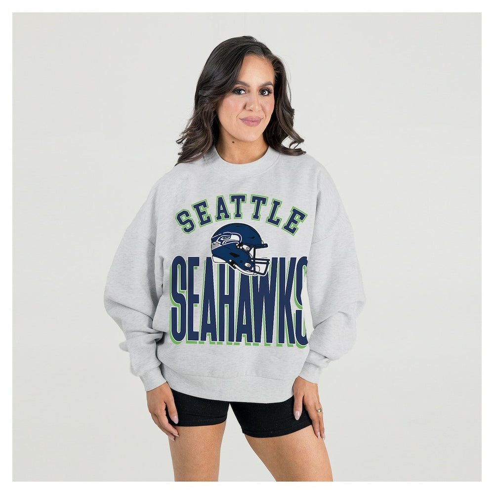 Seattle Seahawks Gameday Couture Women's Fierce Focus Premium Oversized Fleece Pullover Sweatshirt | NFL Sale