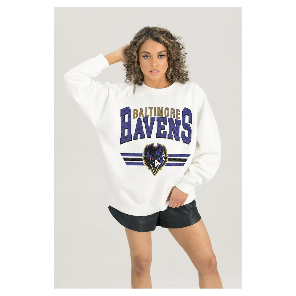Baltimore Ravens Gameday Couture Women's Swift Strike Premium Oversized Fleece Pullover Sweatshirt | NFL New
