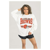 Cleveland Browns Gameday Couture Women's Swift Strike Premium Oversized Fleece Pullover Sweatshirt | NFL Outlet