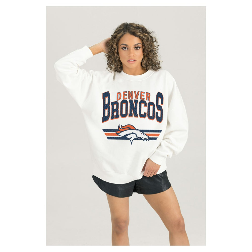 Denver Broncos Gameday Couture Women's Swift Strike Premium Oversized Fleece Pullover Sweatshirt | NFL On sale