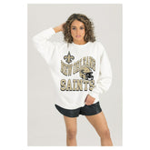 New Orleans Saints Gameday Couture Women's Oversized Hard Earned Premium Fleece Pullover Sweatshirt | NFL On sale