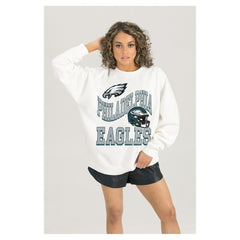 Philadelphia Eagles Gameday Couture Women's Oversized Hard Earned Premium Fleece Pullover Sweatshirt | NFL Outlet