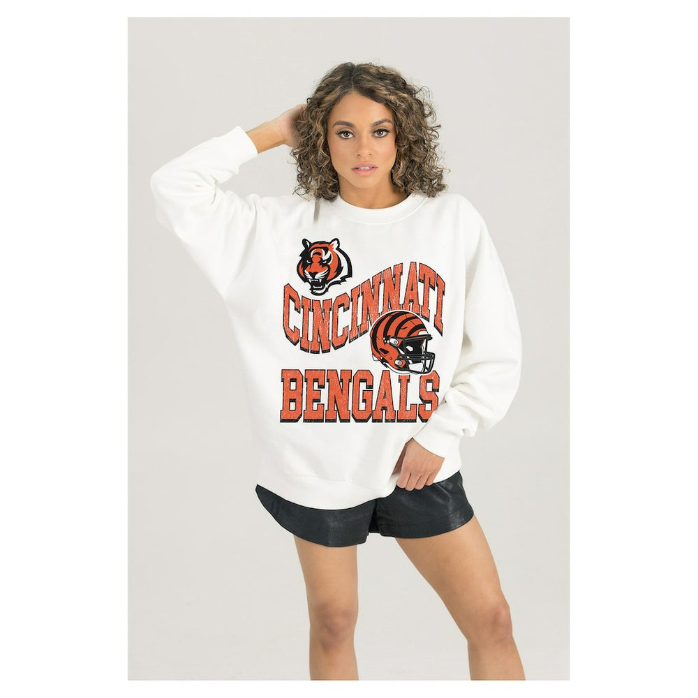 Cincinnati Bengals Gameday Couture Women's Oversized Hard Earned Premium Fleece Pullover Sweatshirt | NFL Online