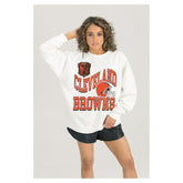 Cleveland Browns Gameday Couture Women's Oversized Hard Earned Premium Fleece Pullover Sweatshirt | NFL Near me