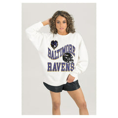 Baltimore Ravens Gameday Couture Women's Oversized Hard Earned Premium Fleece Pullover Sweatshirt | NFL Near me