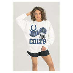 Indianapolis Colts Gameday Couture Women's Oversized Hard Earned Premium Fleece Pullover Sweatshirt | NFL US