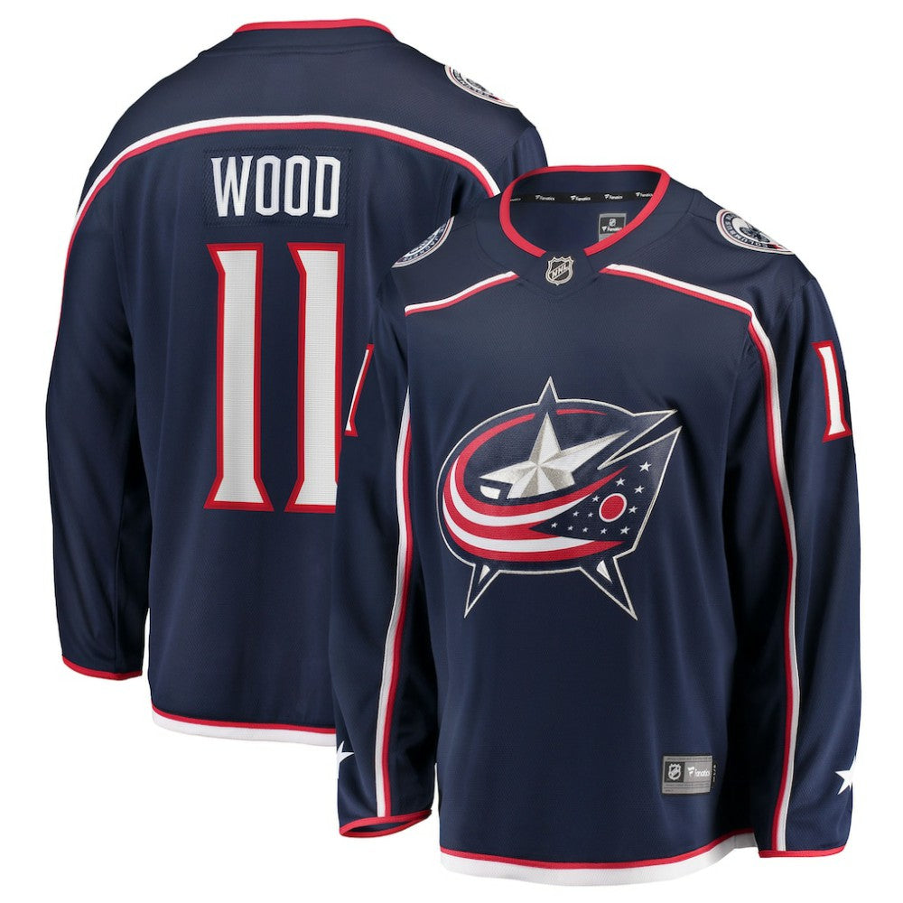 Miles Wood Columbus Blue Jackets Fanatics Home Breakaway Jersey - NHL Jerseys