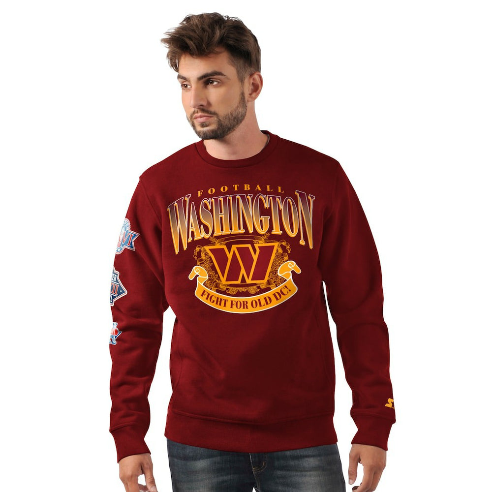 Washington Commanders Starter Fight On Knit Crewneck Sweatshirt | NFL Outlet