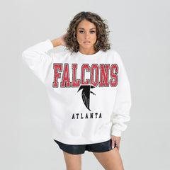 Atlanta Falcons Gameday Couture Women's Classic Sunday Drives Oversized Premium Fleece Pullover Sweatshirt | NFL New