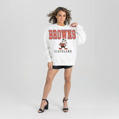 Cleveland Browns Gameday Couture Women's Classic Sunday Drives Oversized Premium Fleece Pullover Sweatshirt | NFL Discount