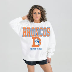 Denver Broncos Gameday Couture Women's Classic Sunday Drives Oversized Premium Fleece Pullover Sweatshirt | NFL Sale