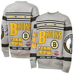 Boston Bruins Mitchell & Ness Youth Allover Print Fleece Crewneck Sweatshirt - NHL Sweatshirts