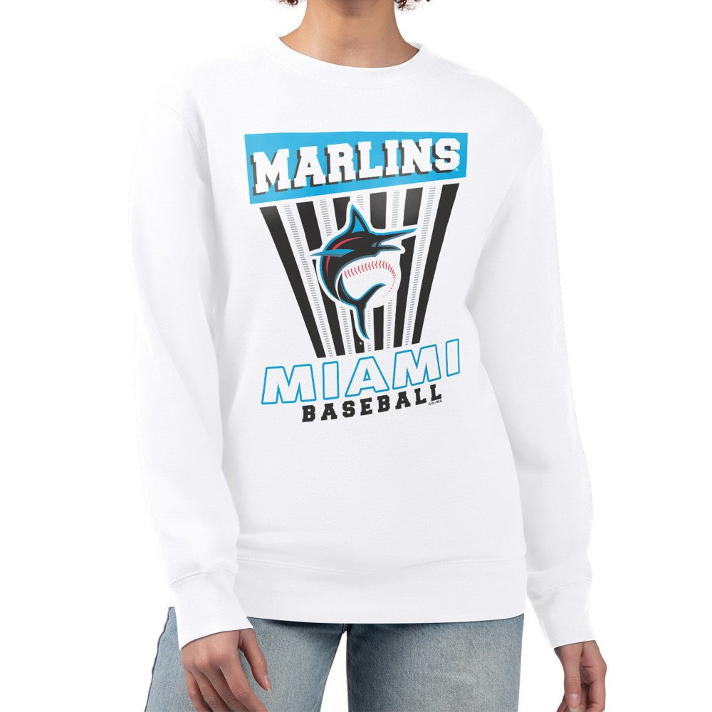 Miami Marlins Starter Women's Poster Print Team Fleece Pullover Sweatshirt - MLB Pullover