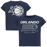 Navy Orlando Magic Sportiqe Women's Athletic Club Collection Alana Premium Cropped T-Shirt | NBA