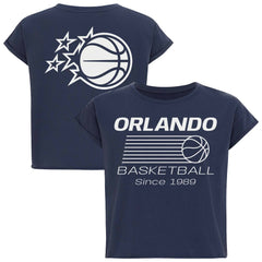 Navy Orlando Magic Sportiqe Women's Athletic Club Collection Alana Premium Cropped T-Shirt | NBA