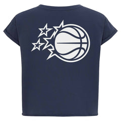 Navy Orlando Magic Sportiqe Women's Athletic Club Collection Alana Premium Cropped T-Shirt | NBA