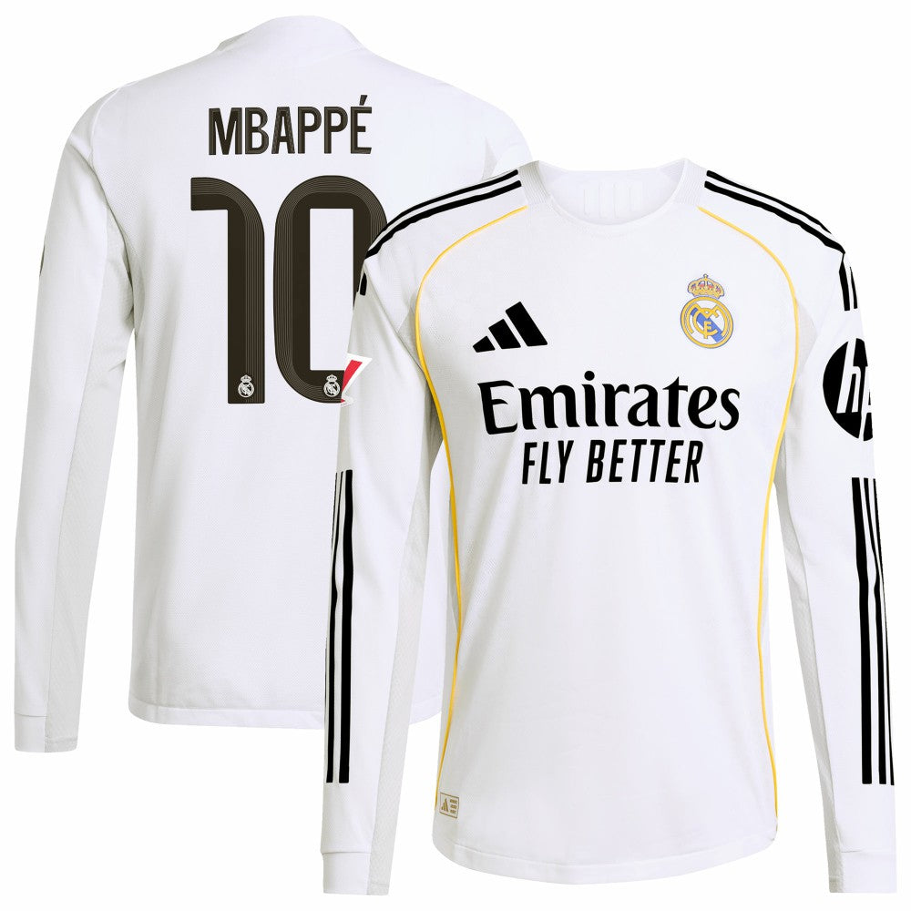 Kylian Mbappé Real Madrid 2025/26 Home Long Sleeve Player Jersey