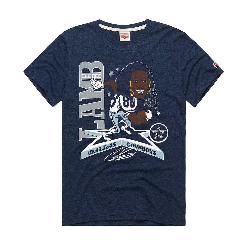 Dallas Cowboys CeeDee Lamb Homage Unisex Caricature Player Graphic Tri-Blend T-Shirt | NFL Sale