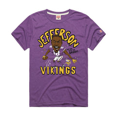 Minnesota Vikings Justin Jefferson Homage Unisex Caricature Player Graphic Tri-Blend T-Shirt | NFL Sale