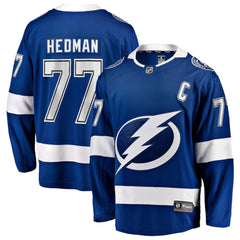 Victor Hedman Tampa Bay Lightning Fanatics Home Captain Patch Breakaway Jersey - NHL Jerseys