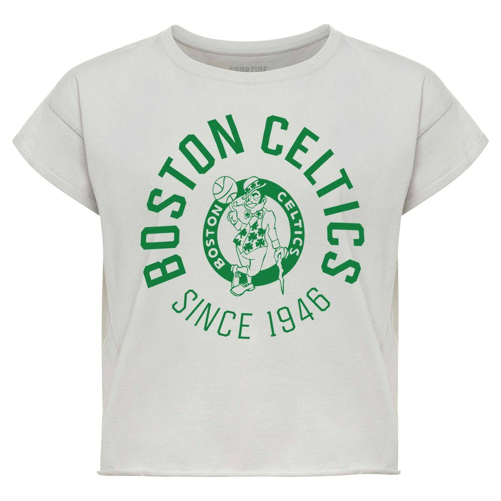 Gray Boston Celtics Sportiqe Women's Cropped Genuine Issue Collection Alana T-Shirt | NBA