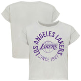 Gray Los Angeles Lakers Sportiqe Women's Cropped Genuine Issue Collection Alana T-Shirt | NBA