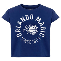 Blue Orlando Magic Sportiqe Women's Cropped Genuine Issue Collection Alana T-Shirt | NBA