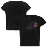 Black Phoenix Suns Sportiqe Women's Cropped Genuine Issue Collection Alana T-Shirt | NBA