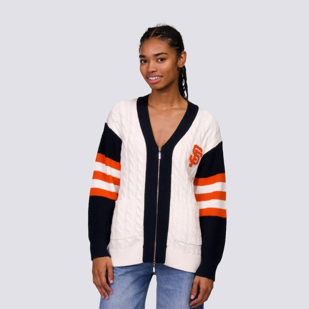 San Francisco Giants Lusso Women's Shyla Knit V-Neck Full-Zip Sweater - MLB