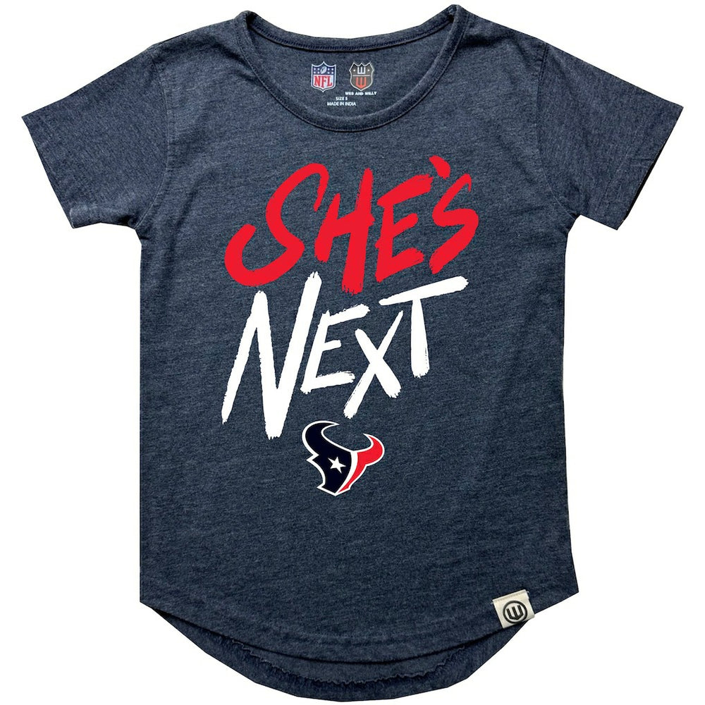 Houston Texans Wes & Willy Girls Youth She's Next Garment Washed T-Shirt | NFL Online