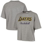 Gray Los Angeles Lakers '47 Women's Pivot Drop Needle Cropped T-Shirt | NBA