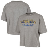 Gray Golden State Warriors '47 Women's Pivot Drop Needle Cropped T-Shirt sale | NBA