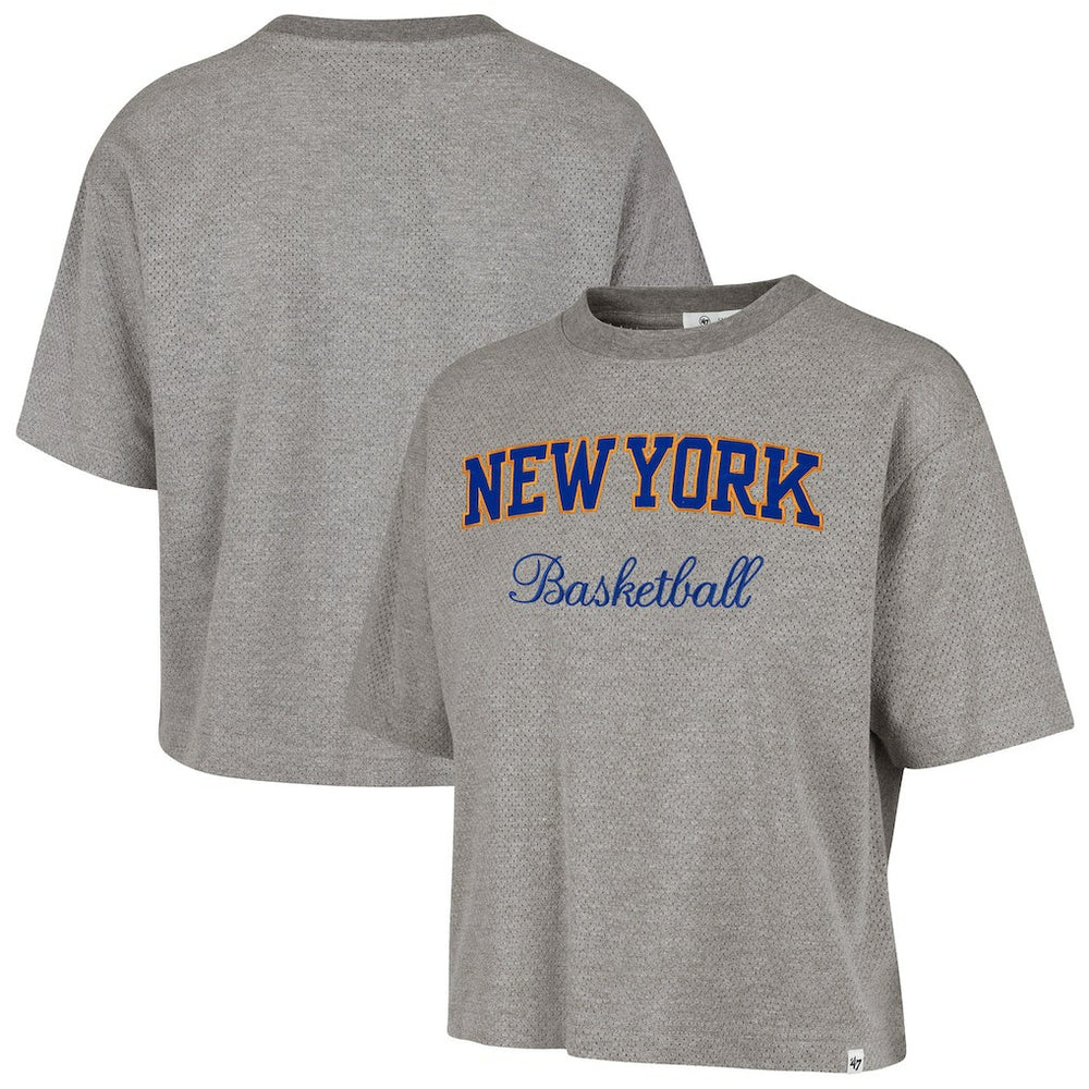 Gray New York Knicks '47 Women's Pivot Drop Needle Cropped T-Shirt | NBA