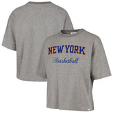 Gray New York Knicks '47 Women's Pivot Drop Needle Cropped T-Shirt | NBA