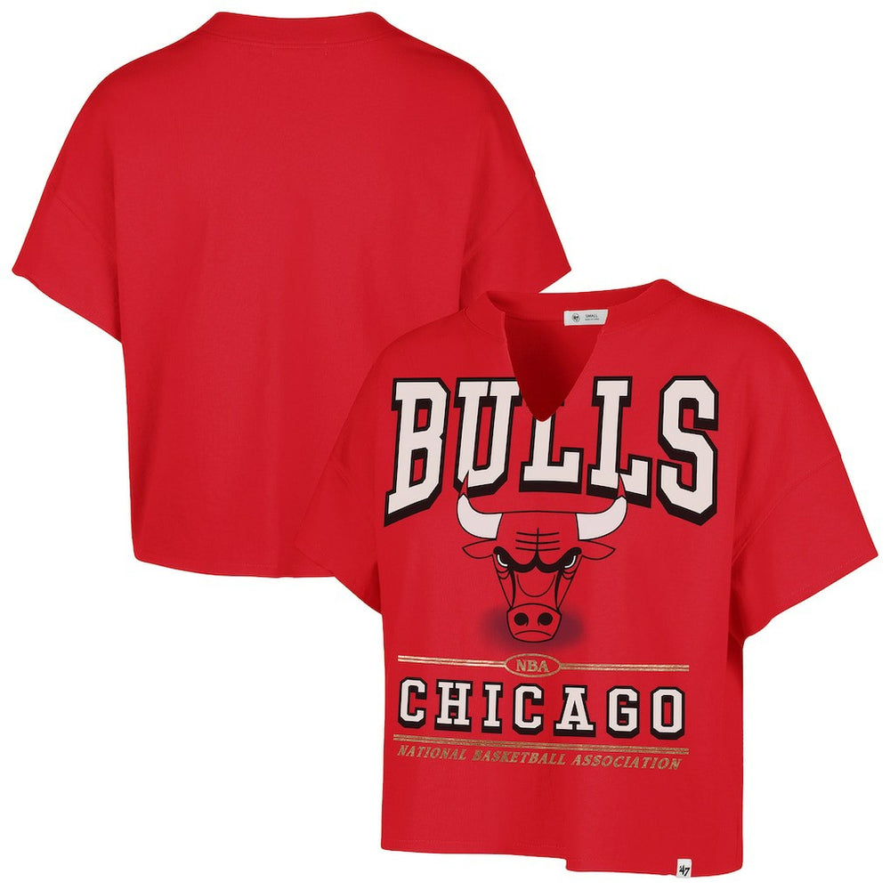 Red Chicago Bulls '47 Women's Elation Oversized Notch Neck T-Shirt sale | NBA