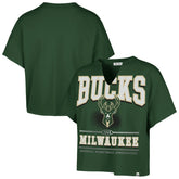Hunter Green Milwaukee Bucks '47 Women's Elation Oversized Notch Neck T-Shirt | NBA