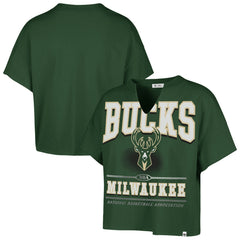 Hunter Green Milwaukee Bucks '47 Women's Elation Oversized Notch Neck T-Shirt | NBA