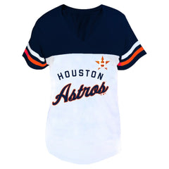 Houston Astros Profile Women's Plus Size Two-Stripe V-Neck T-Shirt - MLB T-shirts