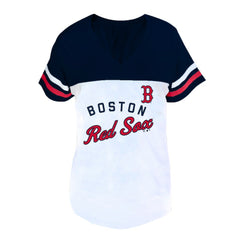 Boston Red Sox Profile Women's Plus Size Two-Stripe V-Neck T-Shirt - MLB T-shirts