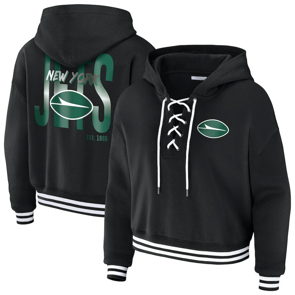 New York Jets WEAR by Erin Andrews Women's Lace-Up Fleece Hoodie | NFL Hot