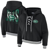 New York Jets WEAR by Erin Andrews Women's Lace-Up Fleece Hoodie | NFL Hot