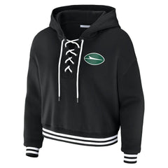 New York Jets WEAR by Erin Andrews Women's Lace-Up Fleece Hoodie | NFL Hot