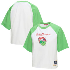 Philadelphia Phillies Mitchell & Ness Women's Cropped Raglan Mascot Boxy T-Shirt - MLB T-shirts