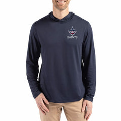New Orleans Saints Cutter & Buck Americana Coastline Epic Comfort Eco Recycled Long Sleeve Hoodie T-Shirt | NFL New