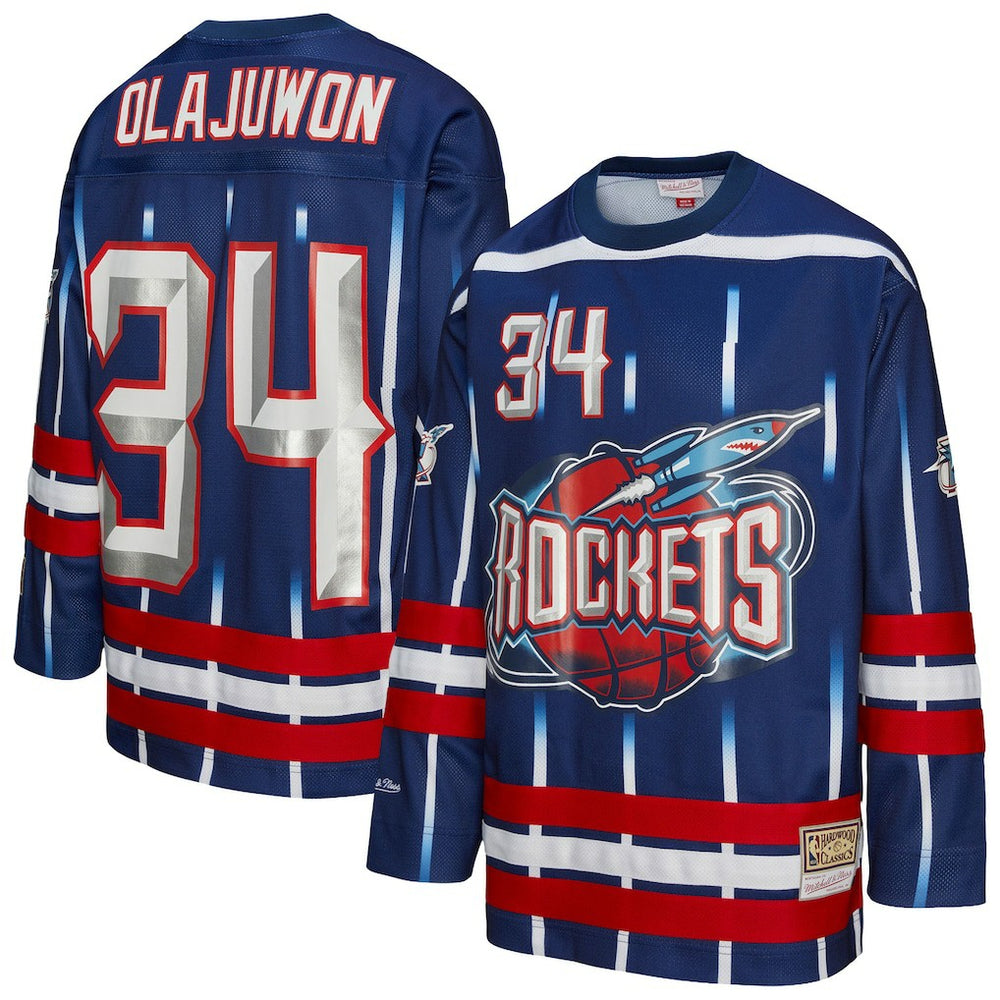 Navy Hakeem Olajuwon Houston Rockets Unisex Maxxed Out Fashion Hockey Jersey | NBA