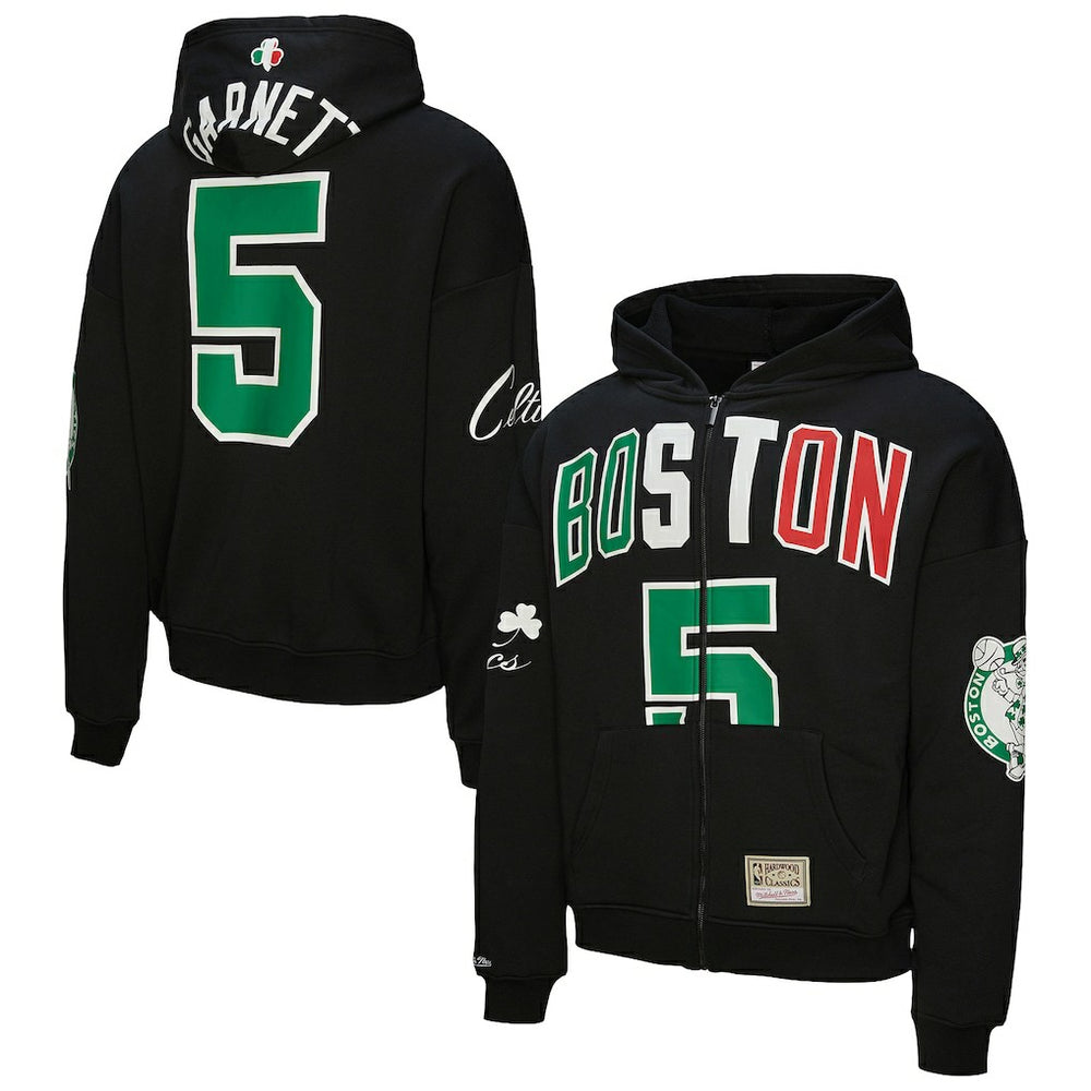 Black Kevin Garnett Boston Celtics Unisex Hardwood Classics Maxxed Out Full-Zip Hoodie | NBA