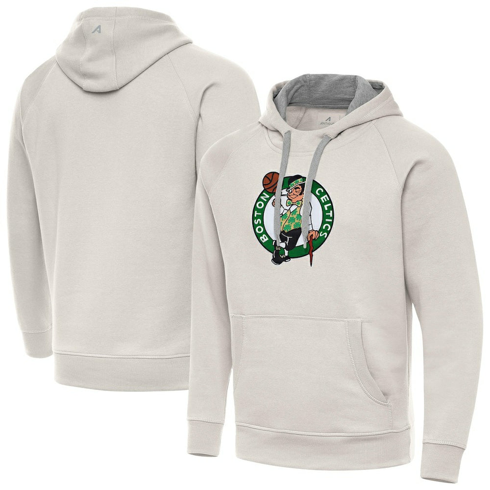 Cream Boston Celtics Antigua Big Logo Victory Pullover Hoodie | NBA
